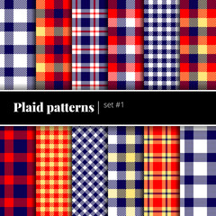 Collection of seamless plaid patterns. Vector backgrounds. Set#1. See also other sets!