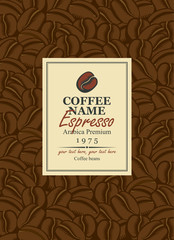 design labels for coffee with cup coffee beans