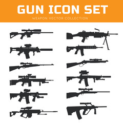 Gun icon set. Weapon vector collection,Pistol icon. gun logo. gun vector element.