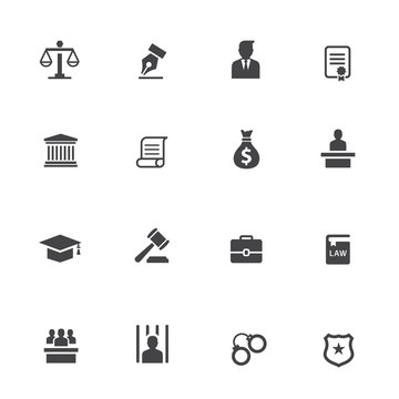 Law icon set. lawyer icon, law logo set.