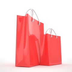 Paper Shopping Bags isolated on white background. 3d rendering.