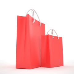 Paper Shopping Bags isolated on white background. 3d rendering.