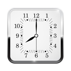 Clock. Square clock with chrome frame