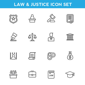 Law icon set. lawyer icon, law logo set.