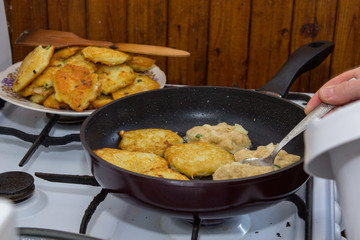 lay out on potato pancakes 