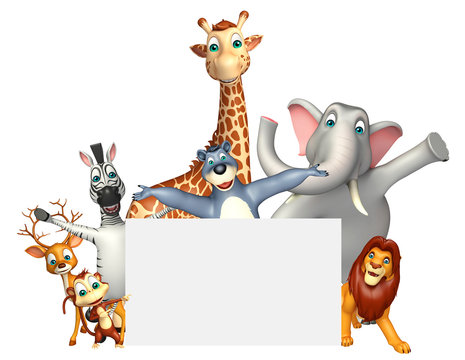 3d rendered illustration of wild animal with white board