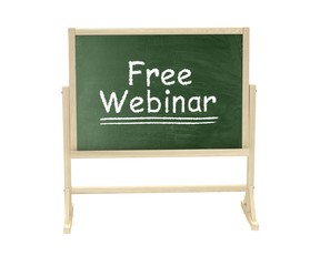 Free Webinar concept. Blackboard, chalkboard isolated on white. 3d rendering.