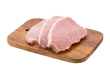 raw meat pork on white