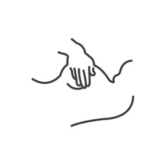 Line icon breast cancer check, lie supine