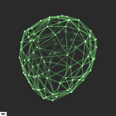 Connection Structure. Wireframe Vector Illustration. Glowing Grid.