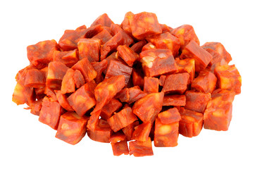 Pile Of Chopped Chorizo Salami