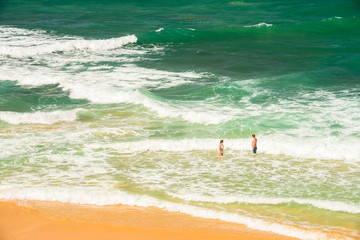 Fototapeta na wymiar Vivid ocean beach and waves - Sri Lanka