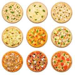 Vegetarian Pizza set isolated at white