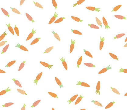 Vector cute carrots seamless pattern isolated.