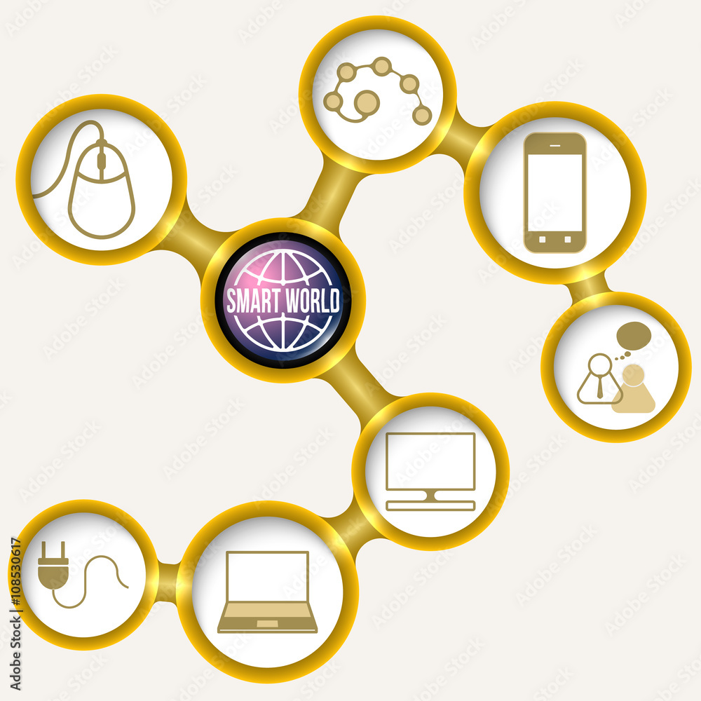 Poster vector golden frames for your text and smart world symbol