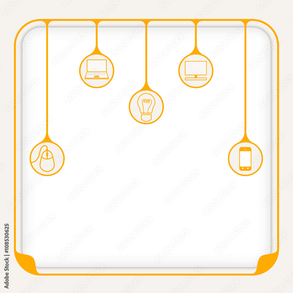 Poster vector simple box to fill your text and orange different symbol
