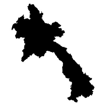Laos black map on white background vector