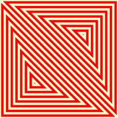 Pattern with symmetric geometric ornament. Striped red white abstract background. Abstract repeated triangles wallpaper.