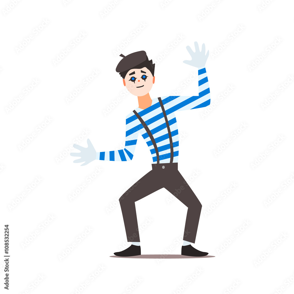 Sticker Classic Mime Vector Illustration