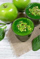 Slimming cocktail of green vegetables and fruits.