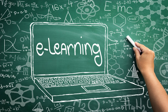 E-leaning word written on a table