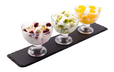 Ice cream from cherry from a kiwi from orange