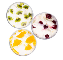 Ice cream from cherry from a kiwi from orange