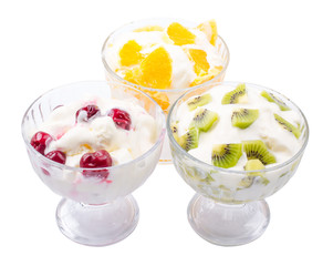 Ice cream from cherry from a kiwi from orange