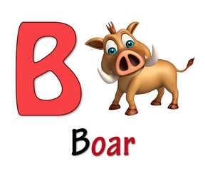Boar  wild animal with alphabate