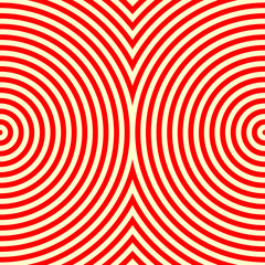 Striped red white seamless pattern. Abstract repeat round waves texture background.