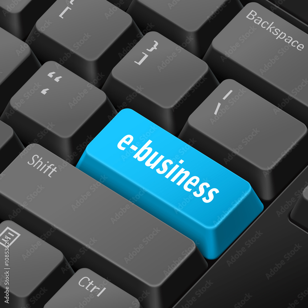 Poster e-bussiness concept with 3d computer keyboard