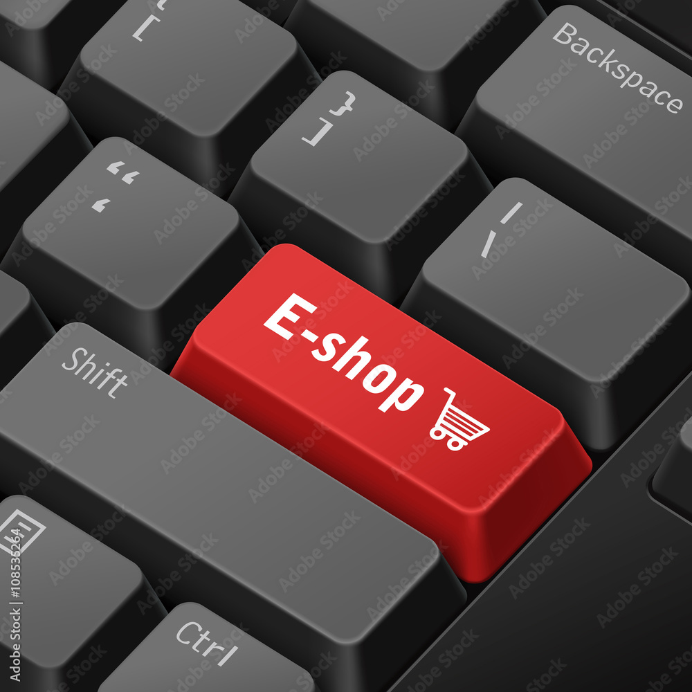 Poster e-shop concept with 3d computer keyboard
