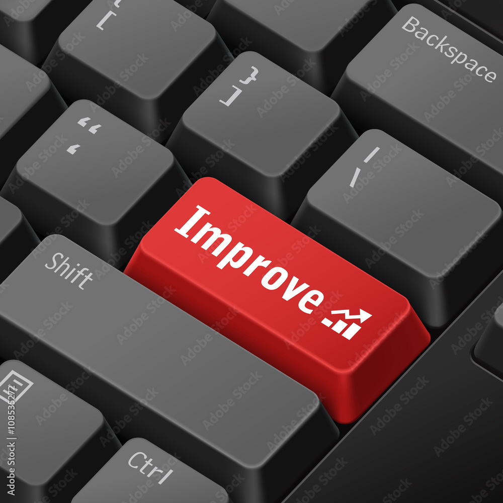 Poster improve business concept with 3d computer keyboard
