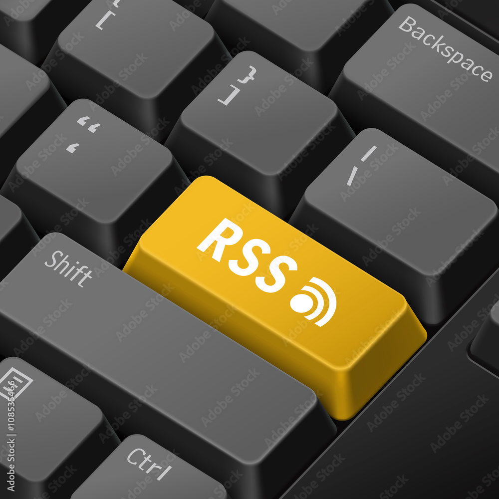 Poster rss concept with 3d computer keyboard