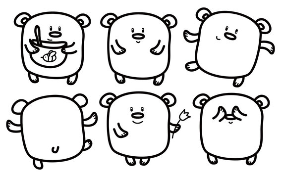 Vector cute bears  cartoons isolated.