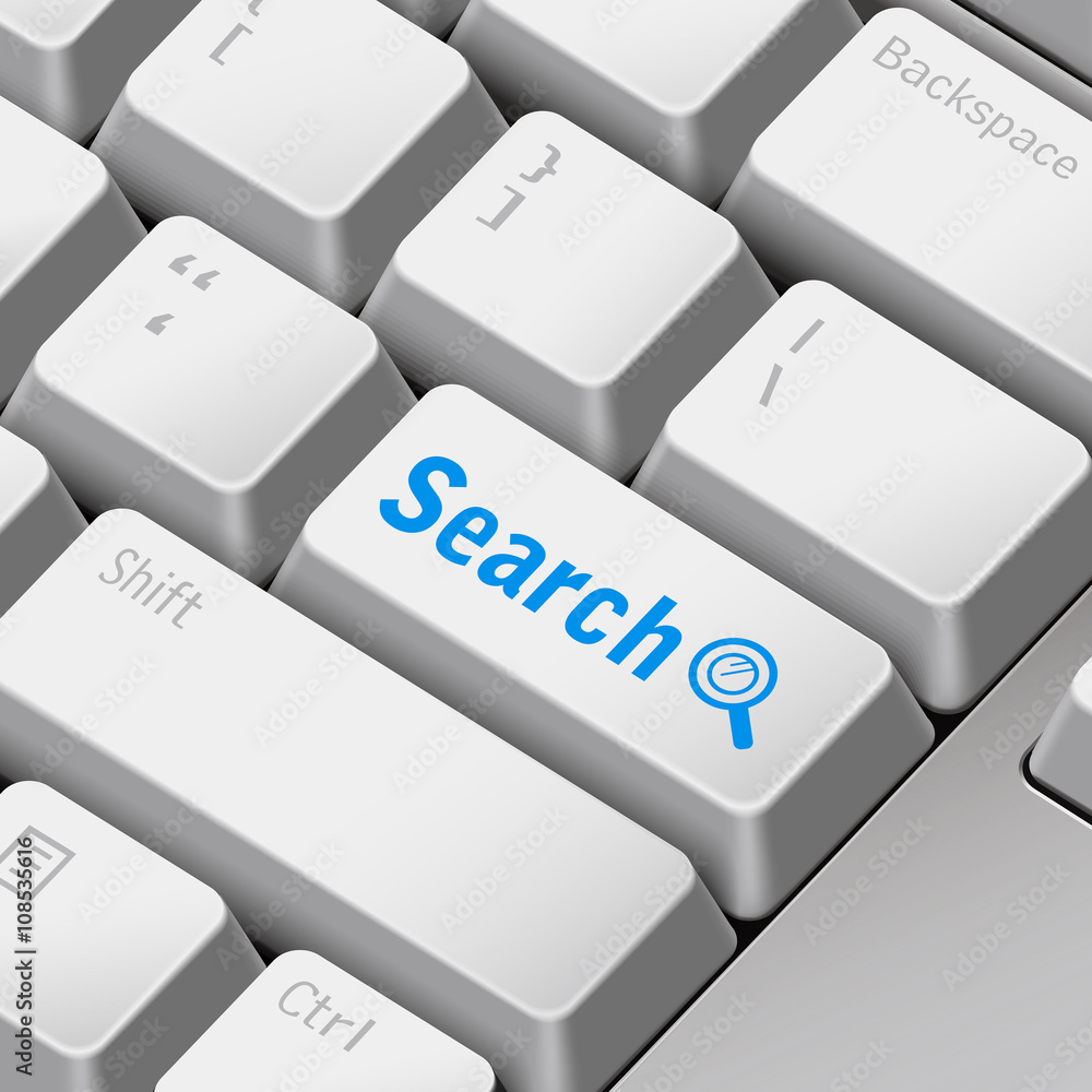 Poster search concept with 3d computer keyboard