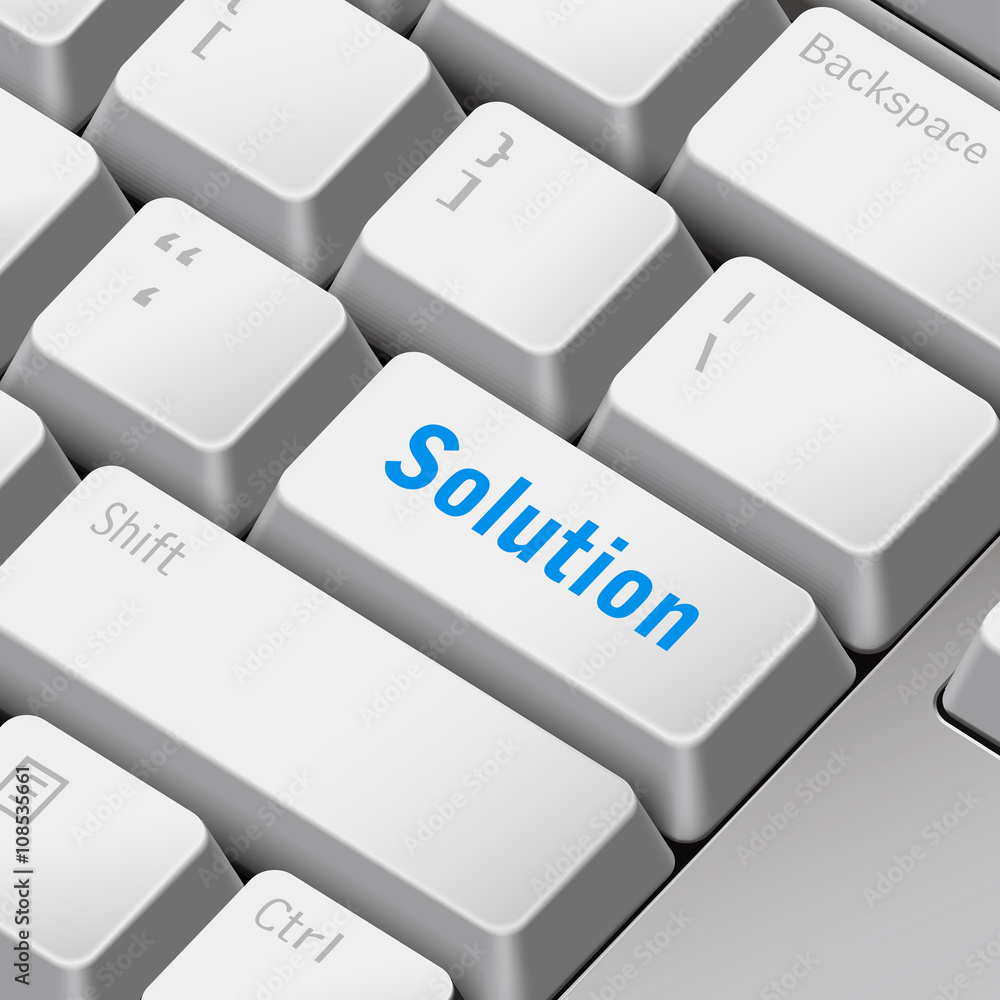 Aufkleber solution concept with 3d computer keyboard