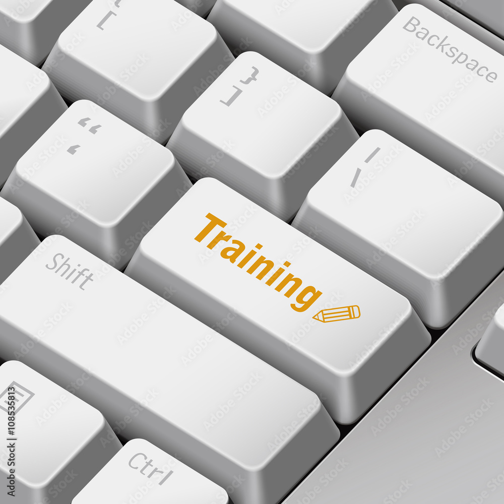 Poster training concept with 3d computer keyboard