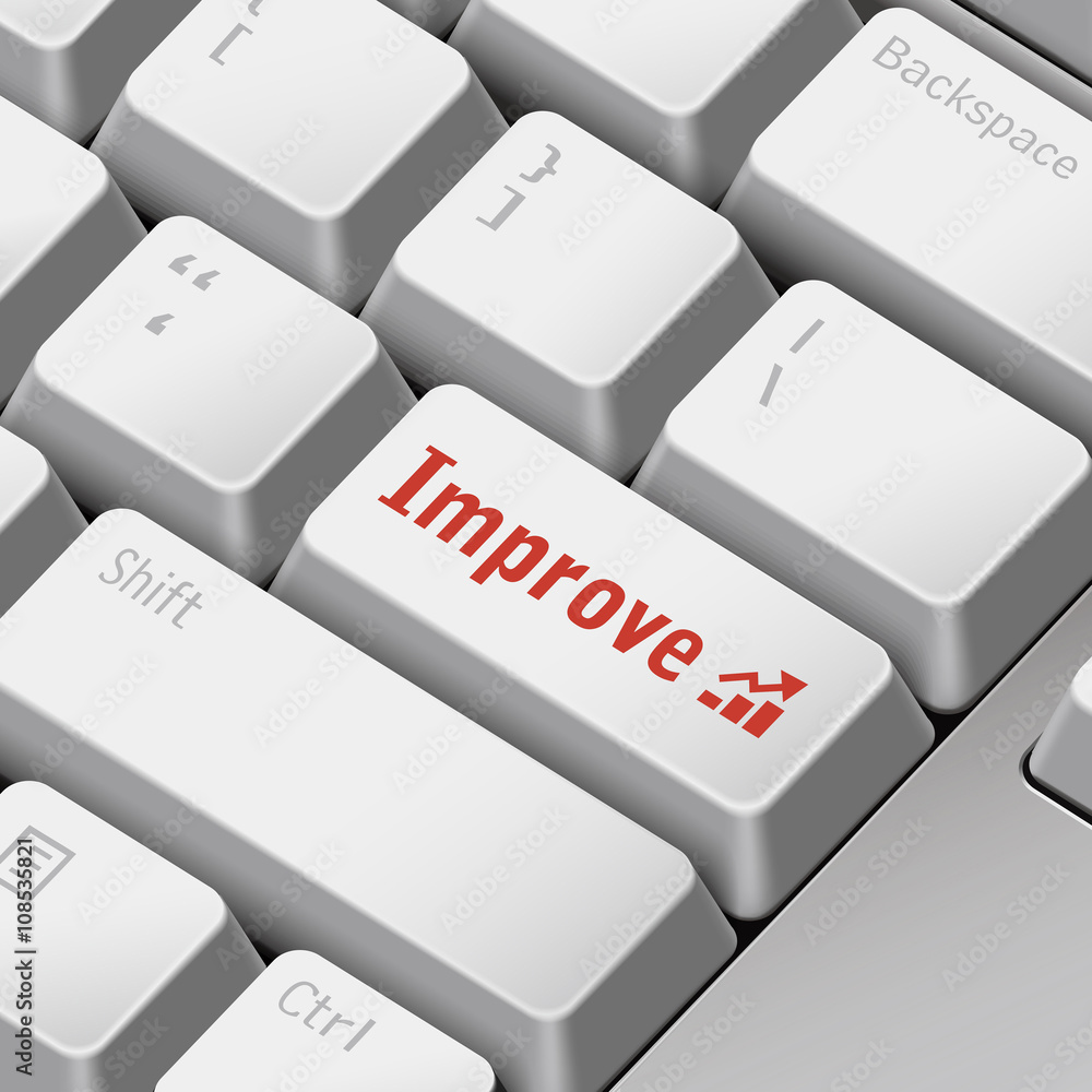 Poster improve business concept with 3d computer keyboard