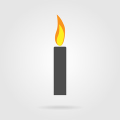 Candle flat icon. Monochrome candle with color, contrast, bright