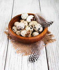 bowl with fresh quail eggs