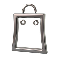 3d illustration of silver shopping bag icon