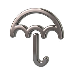 3d illustration of silver umbrella icon