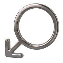 3d illustration of silver male sign