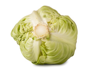 Obraz premium young head of cabbage isolated on white background