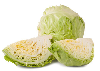 Fototapeta premium cut young cabbage head isolated on white background