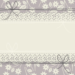 Cute lace frame with flowers, bows and leaves - 108539249