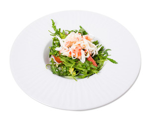 Snow crab salad with pomelo and arugula.