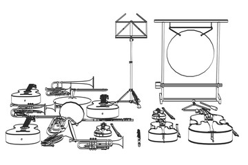 2d cartoon illustration of musical instruments