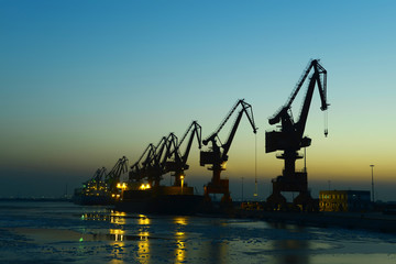 Port gantry crane is working